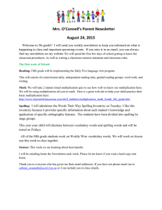 Mrs. O’Connell’s Parent Newsletter August 24, 2015