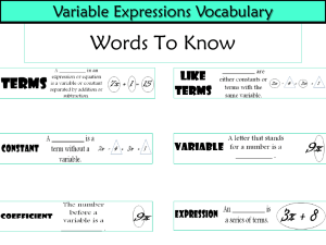 Words To Know Variable Expressions Vocabulary