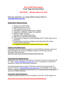 Penn CFAR Pilot Program Cover Page and Instructions Application Requirements: