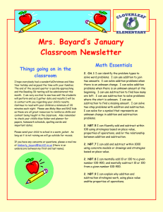 Mrs. Bayard’s January Classroom Newsletter Math Essentials