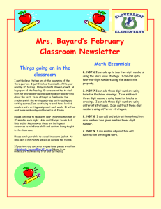 Mrs. Bayard’s February Classroom Newsletter Math Essentials