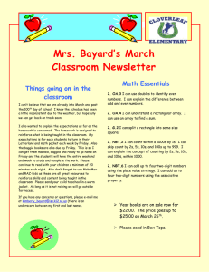 Mrs. Bayard’s March Classroom Newsletter Math Essentials