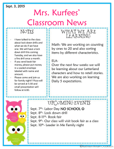 Mrs. Kurfees’ Classroom News