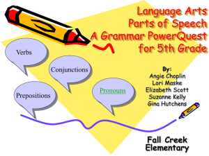 Language Arts Parts of Speech A Grammar PowerQuest for 5th Grade