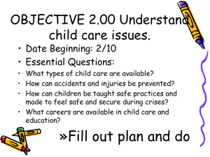 OBJECTIVE 2.00 Understand child care issues. • Date Beginning: 2/10 • Essential Questions: