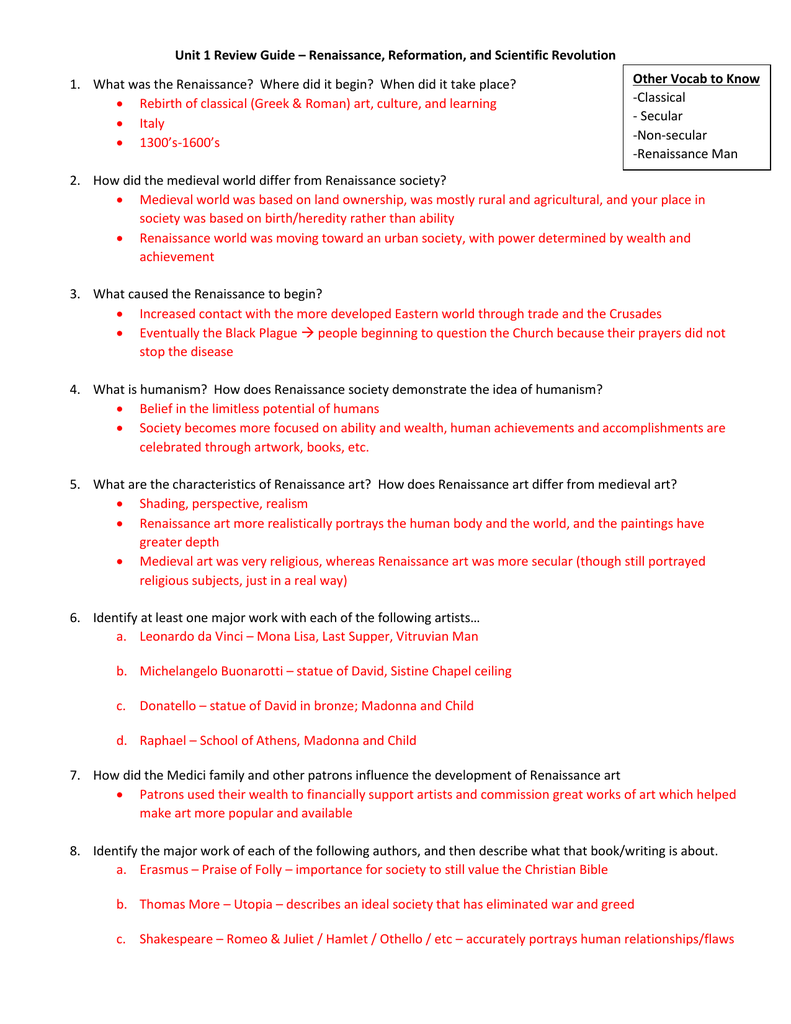35 World History Worksheet Renaissance And Reformation Answers Support Worksheet