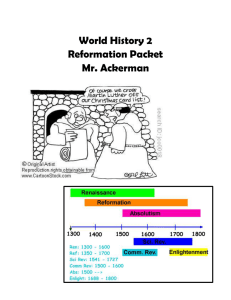 World History 2 Reformation Packet Mr. Ackerman