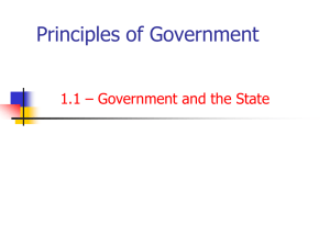 Principles of Government 1.1 – Government and the State