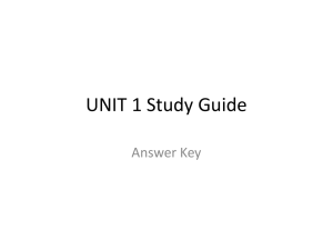 UNIT 1 Study Guide Answer Key
