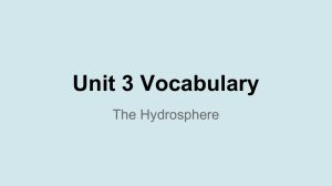 Unit 3 Vocabulary The Hydrosphere