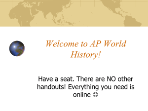 Welcome to AP World History! Have a seat. There are NO other
