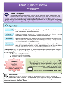 English 9 Honors Syllabus Course Description