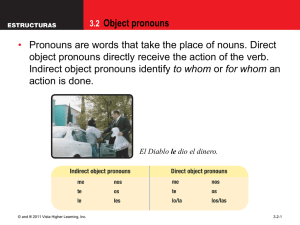 Object pronouns • object pronouns directly receive the action of the verb.