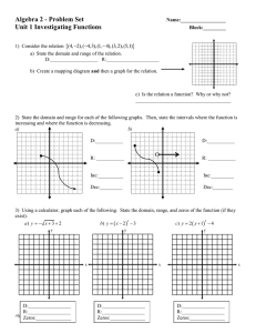  Algebra 2 - Problem Set