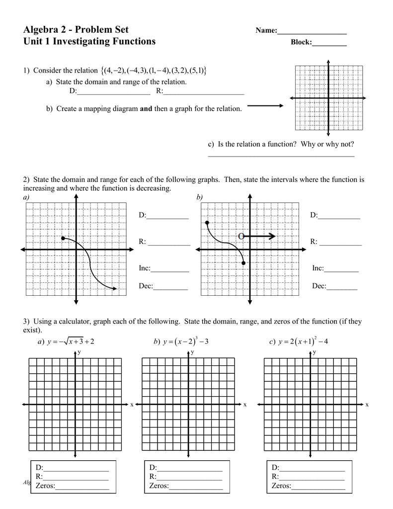 Algebra 2 Problem Set