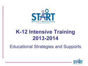 K-12 Intensive Training 2013-2014 Educational Strategies and Supports