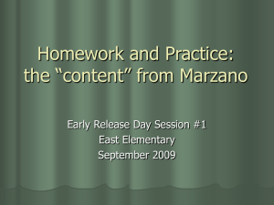 Homework and Practice: the “content” from Marzano Early Release Day Session #1