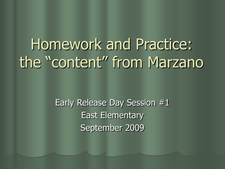 homework and practice marzano