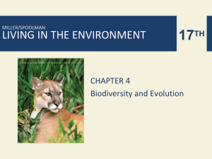 17 LIVING IN THE ENVIRONMENT CHAPTER 4 Biodiversity and Evolution