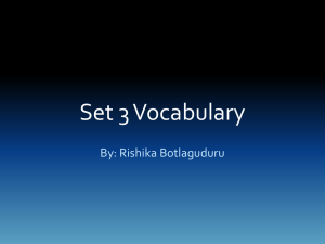 Set 3 Vocabulary By: Rishika Botlaguduru