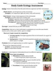 Study Guide Ecology Assessment