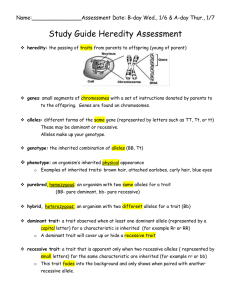 Study Guide Heredity Assessment