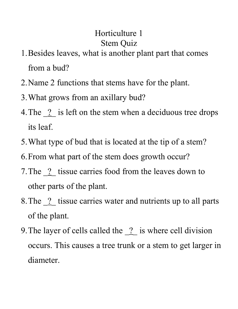 Horticulture quiz