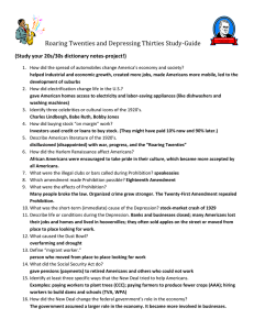 Roaring Twenties and Depressing Thirties Study-Guide  (Study your 20s/30s dictionary notes-project!)