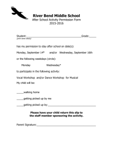 River Bend Middle School After School Activity Permission Form 2015-2016