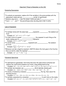 Notes Evaluating Expressions