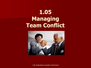 1.05 Managing Team Conflict 1.05 Understand concepts of teamwork