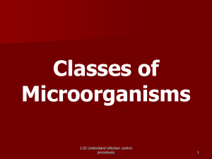 Classes of Microorganisms 2.02 Understand infection control procedures
