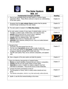 The Solar System SOL 14 Fundamental Concepts and Skills