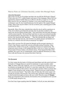 Marco Polo on Chinese Society under the Mongol Rule