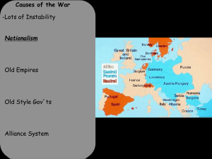 Causes of the War -Lots of Instability Old Empires Old Style Gov’ts