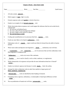 Chapter 6 Rocks – Quiz Study Guide  Earth Science