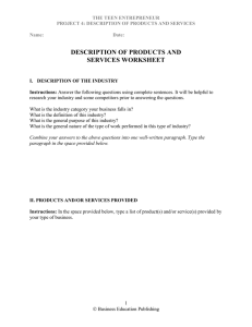 DESCRIPTION OF PRODUCTS AND SERVICES WORKSHEET
