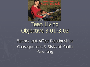 Teen Living Objective 3.01-3.02 Factors that Affect Relationships Consequences &amp; Risks of Youth