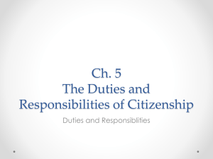 Ch. 5 The Duties and Responsibilities of Citizenship Duties and Responsiblities