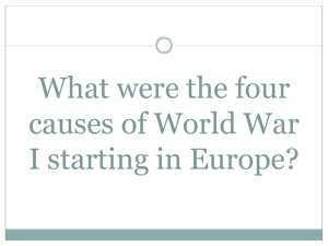 What were the four causes of World War I starting in Europe?