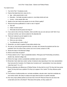 – Election and Political Parties Unit 2 Part 1 Study Guide