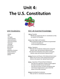 Unit 4: The U.S. Constitution Unit Vocabulary: