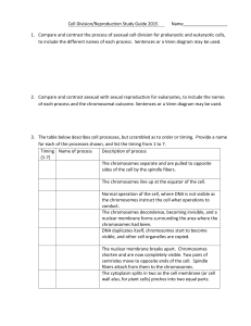 Cell Division/Reproduction Study Guide 2015      ... 1.  Compare and contrast the process of asexual cell...