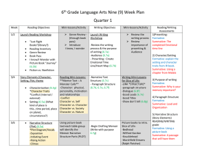 6 Grade Language Arts Nine (9) Week Plan Quarter 1 th