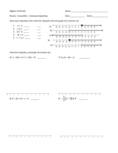 Algebra 1Hmk #41  Name:___________________________________ Review:  Inequalities – Solving and graphing