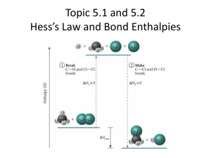 Topic 5.1 and 5.2 Hess’s Law and Bond Enthalpies