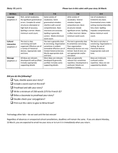 Story:  Please turn in this rubric with your story 16 March. Written