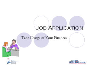 Job Application Take Charge of Your Finances
