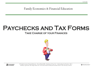 Paychecks and Tax Forms Family Economics &amp; Financial Education 1.13.1.G1