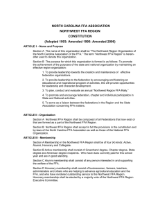 NORTH CAROLINA FFA ASSOCIATION NORTHWEST FFA REGION CONSTITUTION